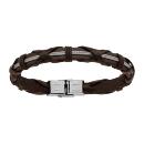 Bracelet Acier 316 L Cuir Marron Tressé Double Cable