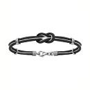 Bracelet Acier 316 L Cordon Noir Cable Gris Noeud Marin 19 cm