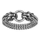 Bracelet Acier 316 L Maille 2 Têtes de Dragon avec Boucle