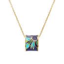Collier Acier 316 L Doré Jaune avec Résine Bleu et Verte