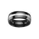 Bague Anneau Céramique Noir 8 mm Facetée + Fil Acier Lisse