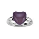 Bague Acier 316 L Coeur Oeil de Chat Violet