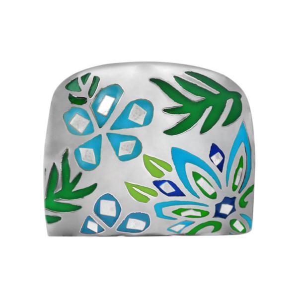 Bague Acier 316 L avec Nacre Bleu Vert