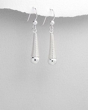 Boucles d'oreilles Argent 925 Cône Tribal avec Boule