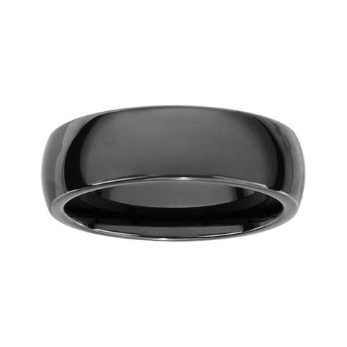 Bague Céramique Alliance Noire Lisse 7 mm