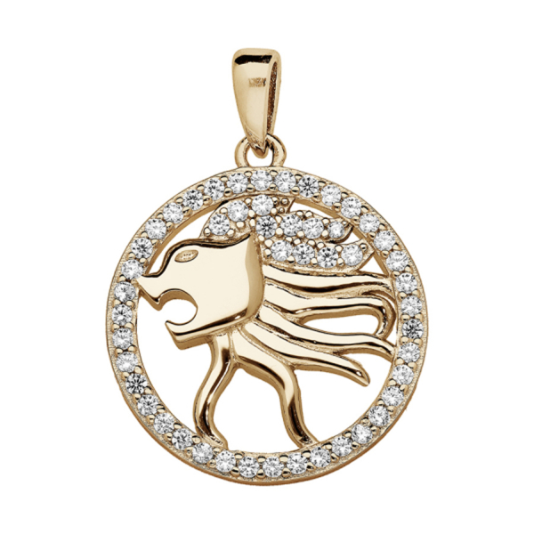 Pendentif Vermeil Zodiaque Lion Contour Zirconium Sertis  