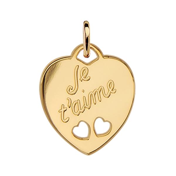 Pendentif Plaqué Or Coeur Message Je t'aime