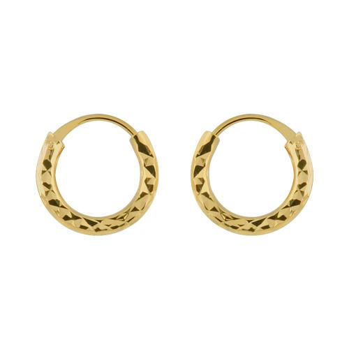 Boucles d'oreilles Plaqué Or Créoles Striées 12 mm