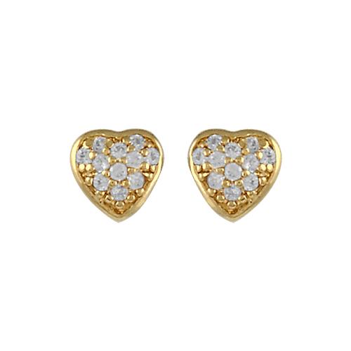 Boucles d'oreilles Plaqué Or et Zirconium Petit Coeur