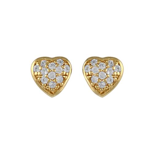 Boucles d'oreilles Plaqué Or et Zirconium Petit Coeur