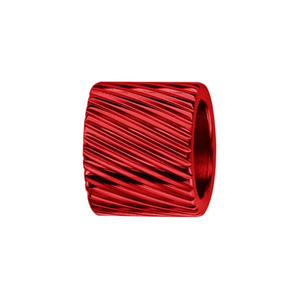 Charms Acier 316L Forme Tube Strié Rouge 