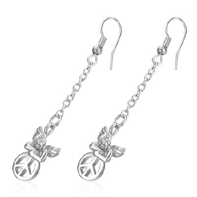 Boucles d'oreilles Acier 316 L Ange + Peace