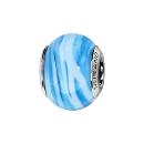 Charms Argent 925 Perle Murano Bleu Ciel avec Rainures