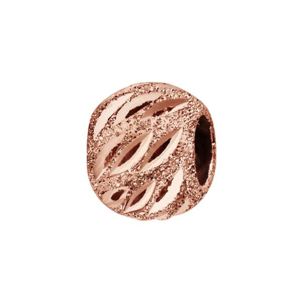 Charms Argent 925 Boule Ciselé Diamanté Ajouré Dorure Rose