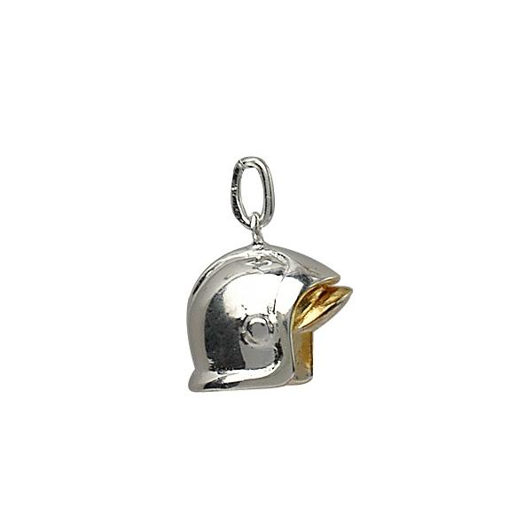 Pendentif Argent 925 Casque Pompier Bicolore