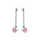 Boucles d'oreilles Argent 925 et Zirconium Rose Papillon avec Fleur