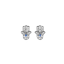 Boucles d'oreilles Argent 925 Main de Fatma Zirconium Bleu