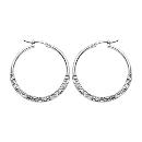 Boucles d'oreilles Argent 925 Créole Tube Lisse et Froissé 30 mm