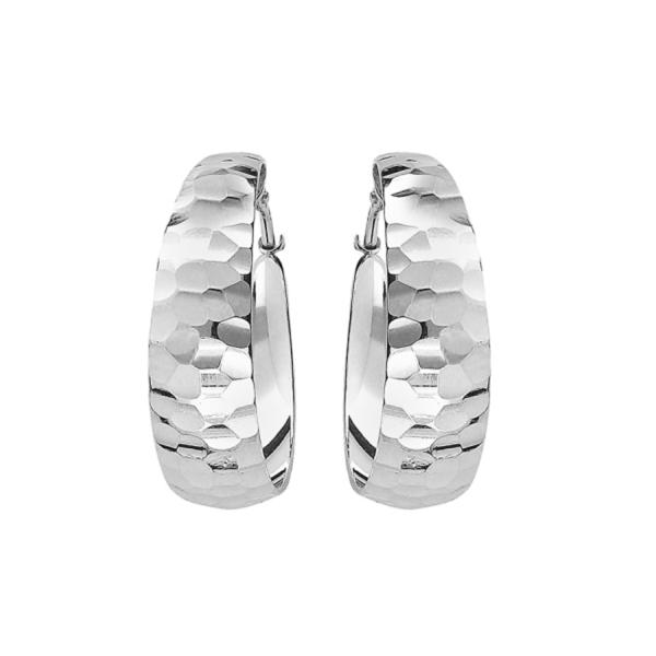 Boucles d'oreilles Argent 925 Créole Martelée 33 mm