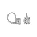 Boucles d'oreilles Argent 925 Dormeuse Zirconium 4 Griffes Rond 8 mm