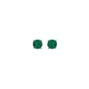 Boucles d'oreilles Argent 925 Pierre Zirconium Ronde 4 Griffes Vert 4 mm