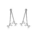 Boucles d'oreilles Argent 925 Double Chaines Chevaux