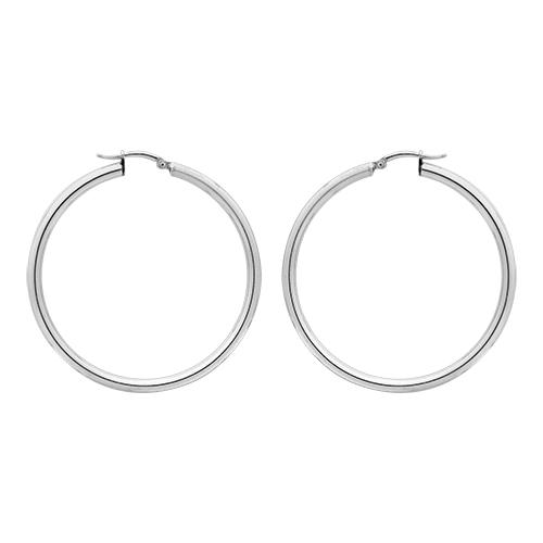 Boucles d'oreilles Argent 925 Rhodié Créole Tube 3 mm Diam. 45 mm