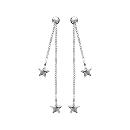 Boucles d'oreilles Argent 925 Double Chaines Etoiles