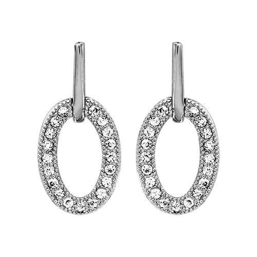 Boucles d'oreilles Argent 925 et Zirconium Sertis Forme Ovale