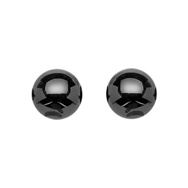 Boucles d'oreilles Argent 925 Boule Céramique Noire 8 mm