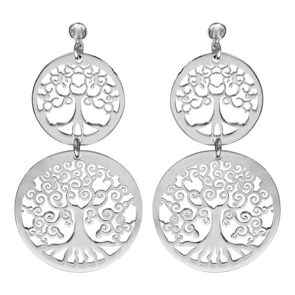 Boucles d'oreilles Argent 925 Double Arbre de Vie