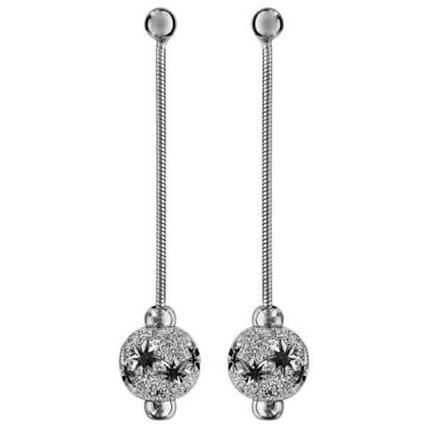 Boucles d'oreilles Argent 925 Longues Boule Diamanté Etoiles