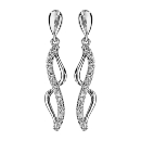 Boucles d'oreilles Argent 925 Pendante Volute avec Zirconium Sertis Blanc