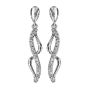 Boucles d'oreilles Argent 925 Pendante Volute avec Zirconium Sertis Blanc