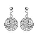 Boucles d'oreilles Argent 925 Plaque Ronde Fleur de Vie