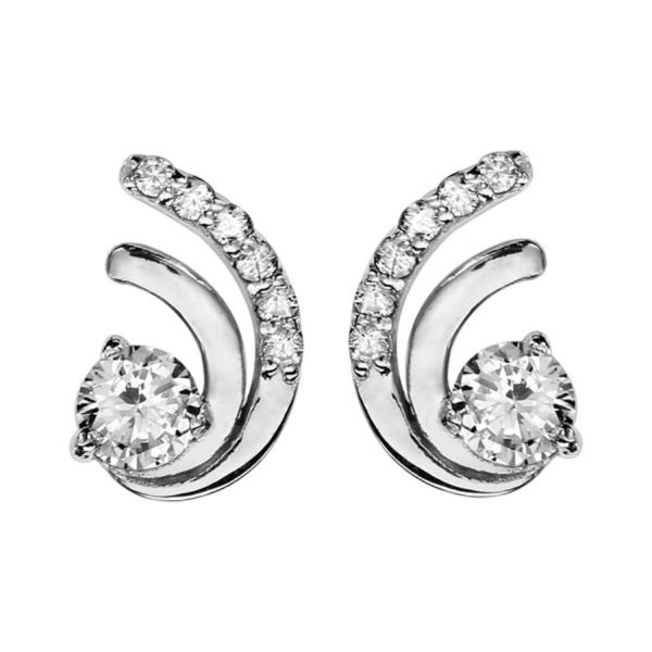 Boucles d'Oreilles Argent 925 et Zirconium Sertis Double Griffes