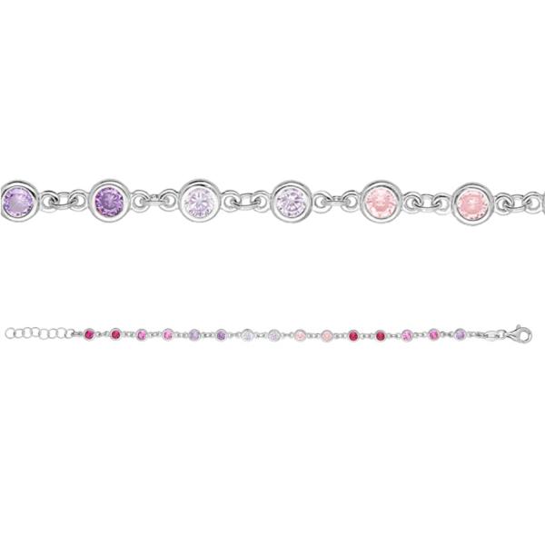 Bracelet  Argent 925 Pierres Ronde Multicolore