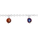 Bracelet Argent 925 Verre de Murano Triple Boules Multicolore