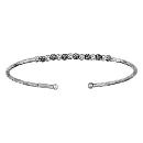 Bracelet Argent 925 Jonc Ouvert avec Boules Ciselées Noir