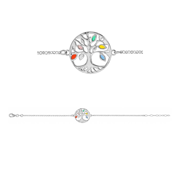 Bracelet Argent 925 Arbre de Vie Multi-Couleurs