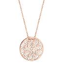 Collier Argent 925 Dorure Rose Pendentif Rond Motif Ajourée