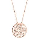 Collier Argent 925 Dorure Rose Pendentif Rond Motif Ajourée