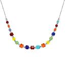 Collier Argent 925 Cubes en Verre Multicolore en Chute