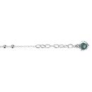 Chaîne de Cheville Argent 925 Boules avec Pampille Coeur Zirconium Bleu