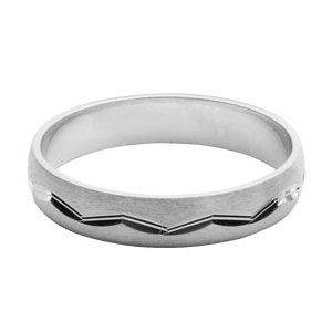 Bague Alliance Argent 925 Diamantée Brossée 4 mm