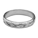 Bague Alliance Argent 925 Brossée Motif X 5 mm