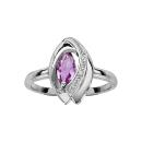 Bague Argent 925 Pierre Navette Violette Entourage Zirconium Sertis