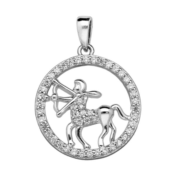 Pendentif Argent 925 Zodiaque Sagittaire Zirconium 