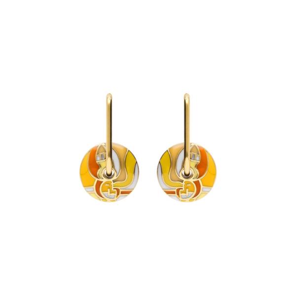 Boucles d'oreilles Tige Acier 316 L Doré Anneau Résine Orangé
