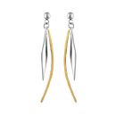 Boucles d'oreilles Acier 316 L Baguette Jaune en Arc + Plaquette Losange